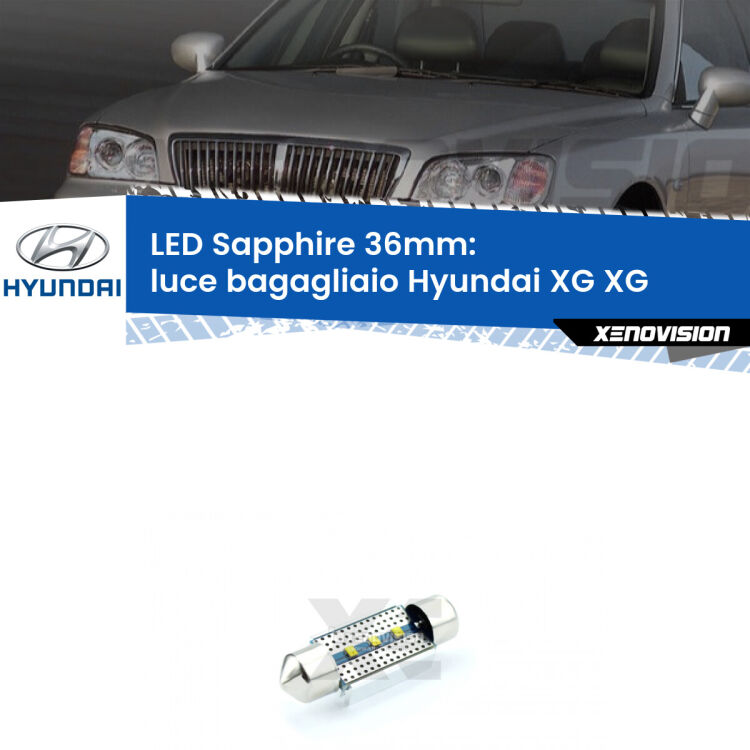 <strong>LED luce bagagliaio 36mm per Hyundai XG</strong> XG 1998 - 2005. Lampade <strong>c5W</strong> modello Sapphire Xenovision con chip led Philips.