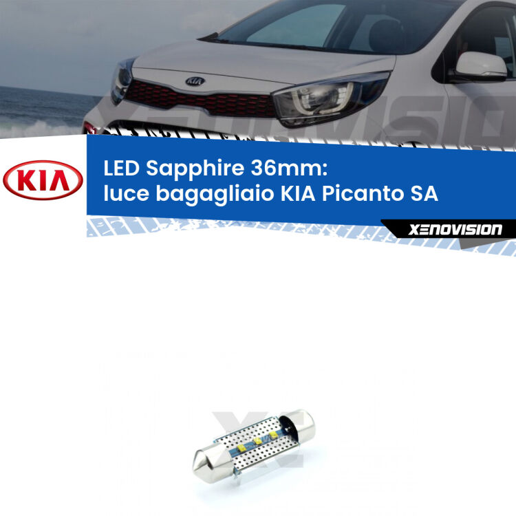 <strong>LED luce bagagliaio 36mm per KIA Picanto</strong> SA 2003 - 2010. Lampade <strong>c5W</strong> modello Sapphire Xenovision con chip led Philips.