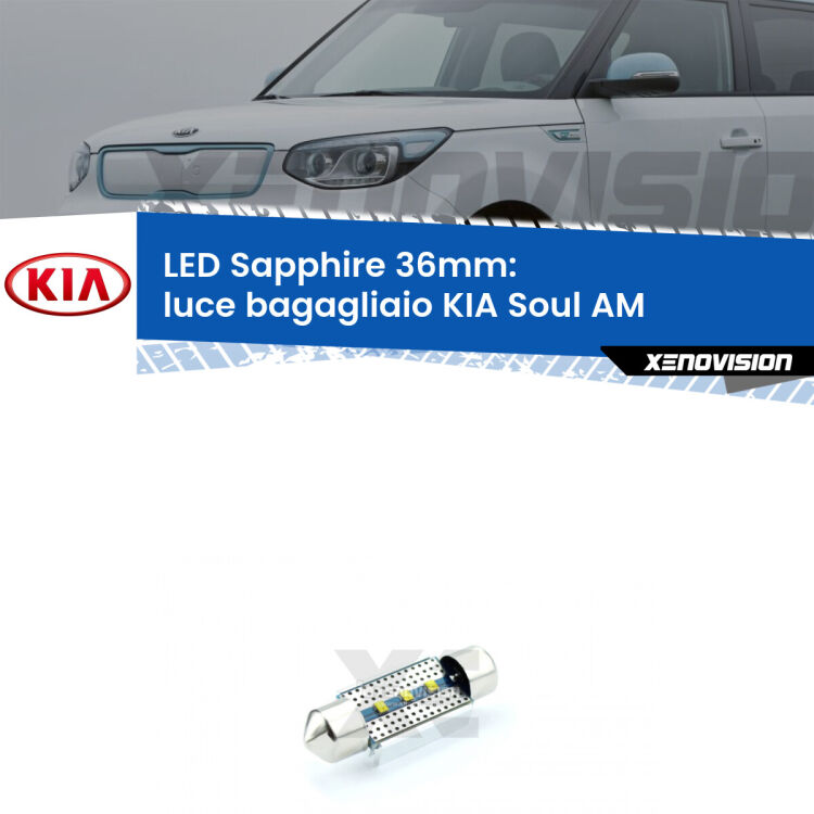 <strong>LED luce bagagliaio 36mm per KIA Soul</strong> AM 2009 - 2014. Lampade <strong>c5W</strong> modello Sapphire Xenovision con chip led Philips.