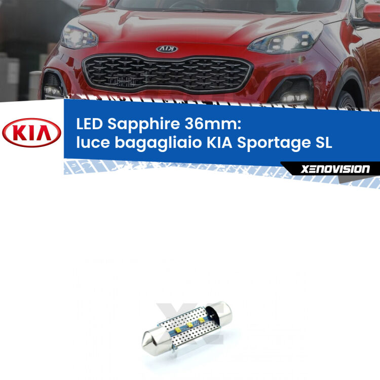 <strong>LED luce bagagliaio 36mm per KIA Sportage</strong> SL 2010 - 2014. Lampade <strong>c5W</strong> modello Sapphire Xenovision con chip led Philips.
