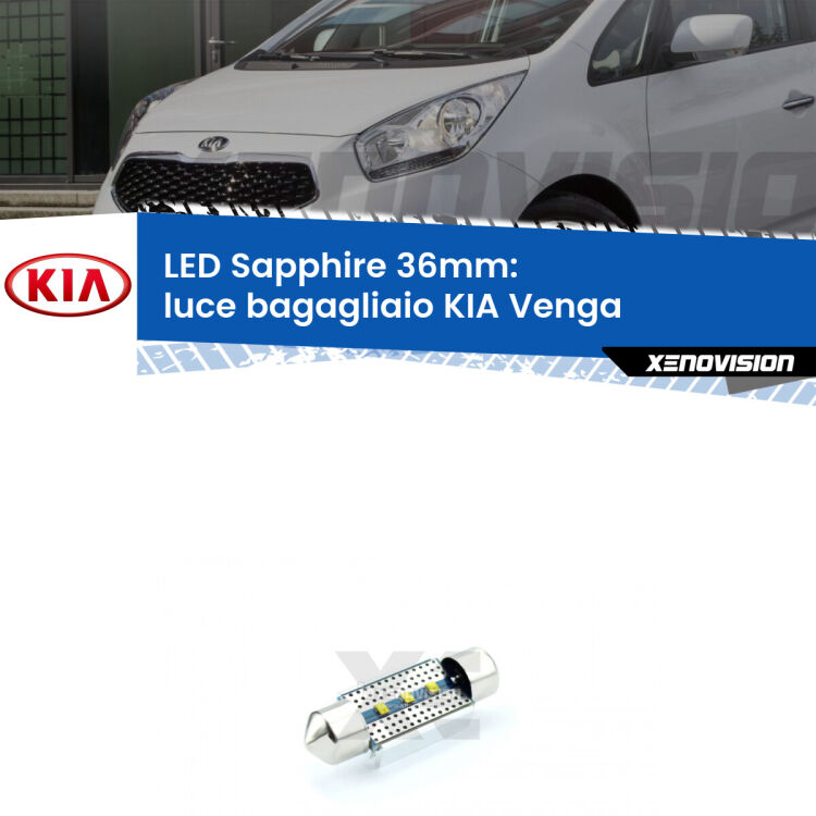 <strong>LED luce bagagliaio 36mm per KIA Venga</strong>  2010 - 2019. Lampade <strong>c5W</strong> modello Sapphire Xenovision con chip led Philips.