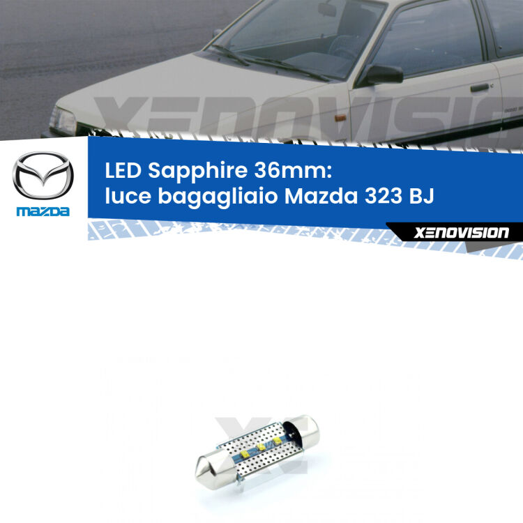 <strong>LED luce bagagliaio 36mm per Mazda 323</strong> BJ 1998 - 2004. Lampade <strong>c5W</strong> modello Sapphire Xenovision con chip led Philips.