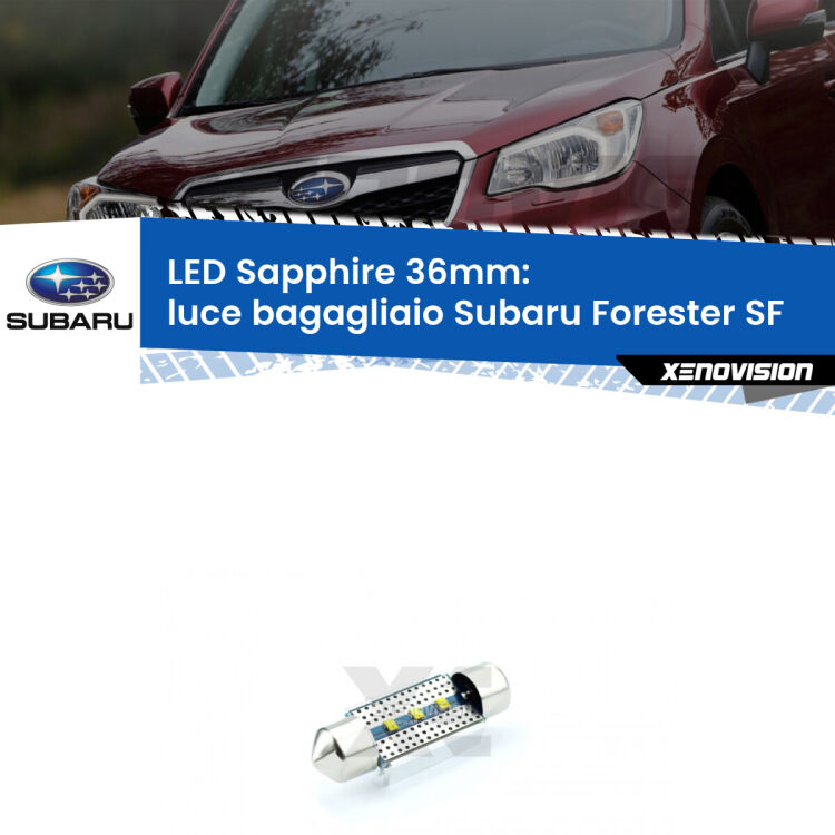 <strong>LED luce bagagliaio 36mm per Subaru Forester</strong> SF 1997 - 2002. Lampade <strong>c5W</strong> modello Sapphire Xenovision con chip led Philips.