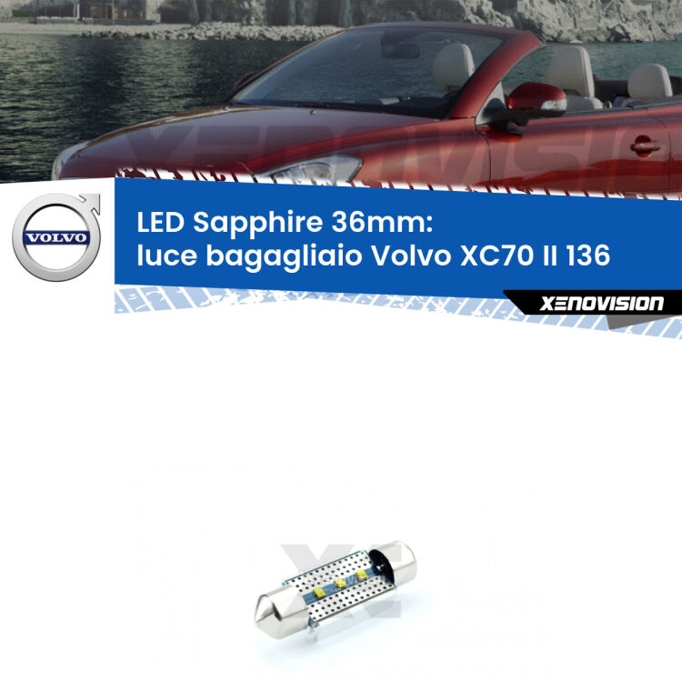 <strong>LED luce bagagliaio 36mm per Volvo XC70 II</strong> 136 2007 - 2015. Lampade <strong>c5W</strong> modello Sapphire Xenovision con chip led Philips.