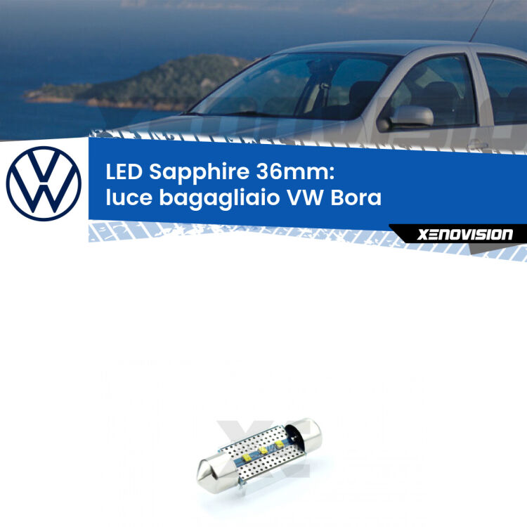 <strong>LED luce bagagliaio 36mm per VW Bora</strong>  Versione 2. Lampade <strong>c5W</strong> modello Sapphire Xenovision con chip led Philips.