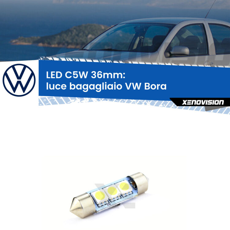 LED Luce Bagagliaio VW Bora  Versione 2. Una lampadina led innesto C5W 36mm canbus estremamente longeva.