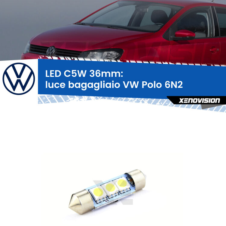 LED Luce Bagagliaio VW Polo 6N2 1999 - 2001. Una lampadina led innesto C5W 36mm canbus estremamente longeva.