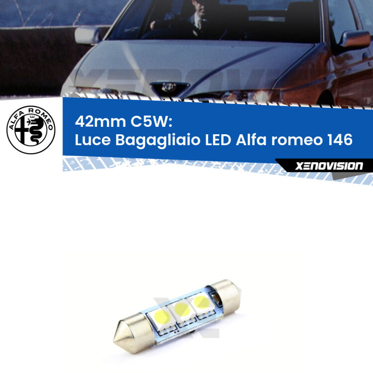 Lampadina eccezionalmente duratura, canbus e luminosa. C5W 42mm perfetto per Luce Bagagliaio LED Alfa romeo 146  1994 - 2001<br />.
