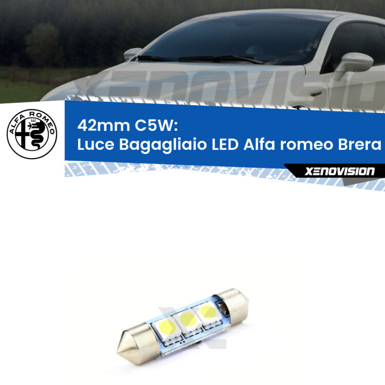 Lampadina eccezionalmente duratura, canbus e luminosa. C5W 42mm perfetto per Luce Bagagliaio LED Alfa romeo Brera  2006 - 2010<br />.