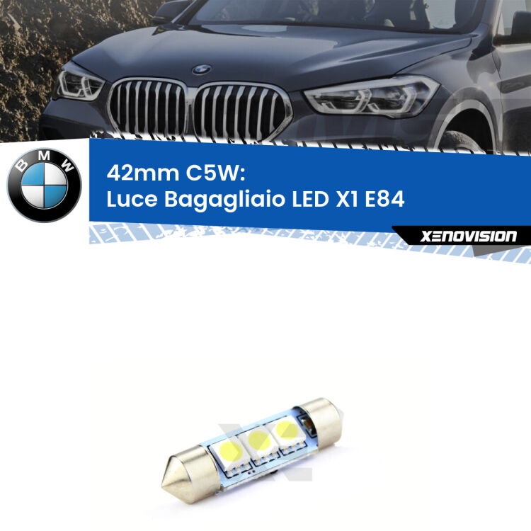 Lampadina eccezionalmente duratura, canbus e luminosa. C5W 42mm perfetto per Luce Bagagliaio LED BMW X1 (E84) 2009 - 2015<br />.