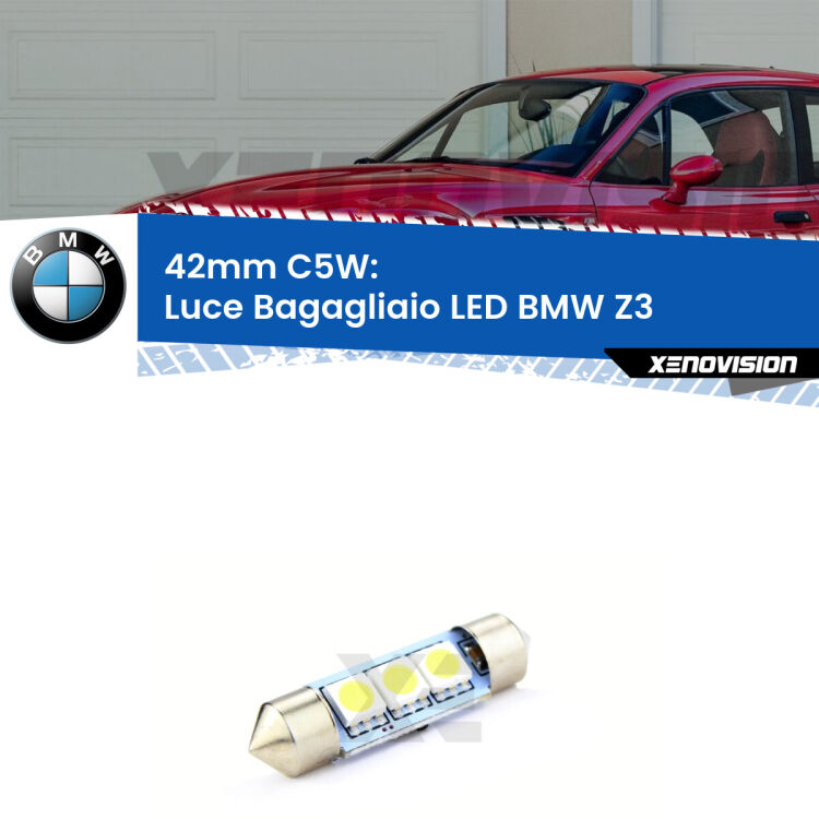 Lampadina eccezionalmente duratura, canbus e luminosa. C5W 42mm perfetto per Luce Bagagliaio LED BMW Z3  1997 - 2003<br />.