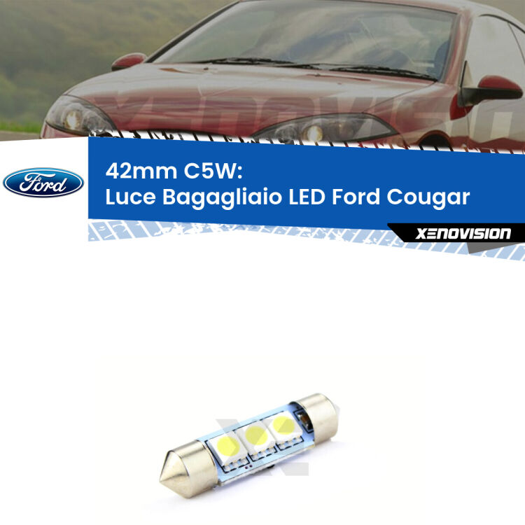 Lampadina eccezionalmente duratura, canbus e luminosa. C5W 42mm perfetto per Luce Bagagliaio LED Ford Cougar  1998 - 2001<br />.