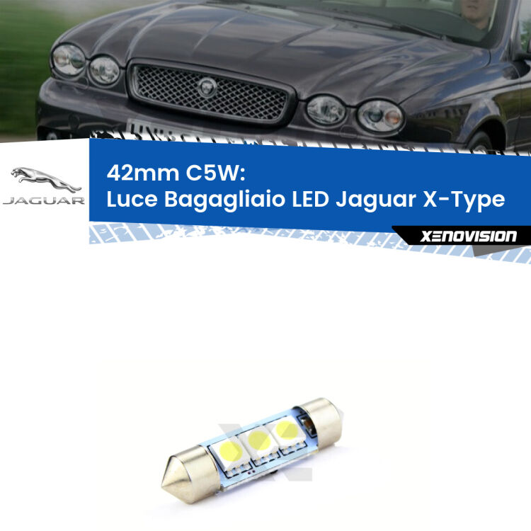 Lampadina eccezionalmente duratura, canbus e luminosa. C5W 42mm perfetto per Luce Bagagliaio LED Jaguar X-Type  2001 - 2009<br />.