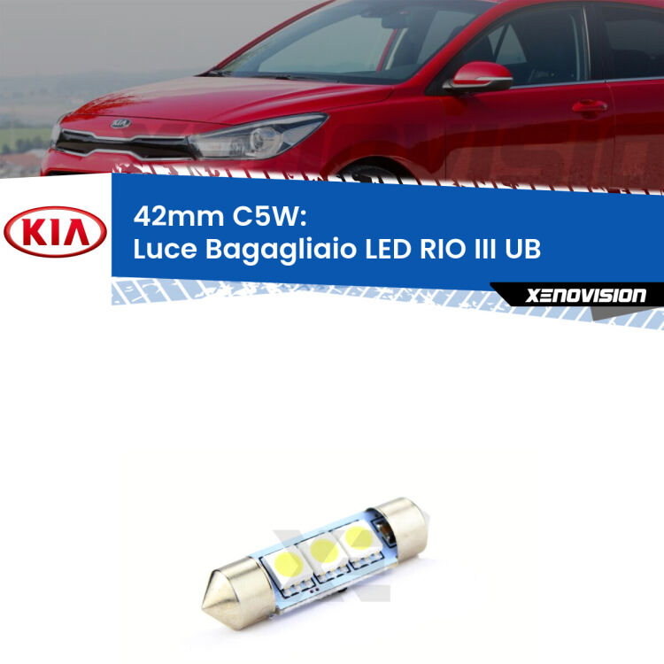 Lampadina eccezionalmente duratura, canbus e luminosa. C5W 42mm perfetto per Luce Bagagliaio LED KIA RIO III (UB) 2011 - 2016<br />.