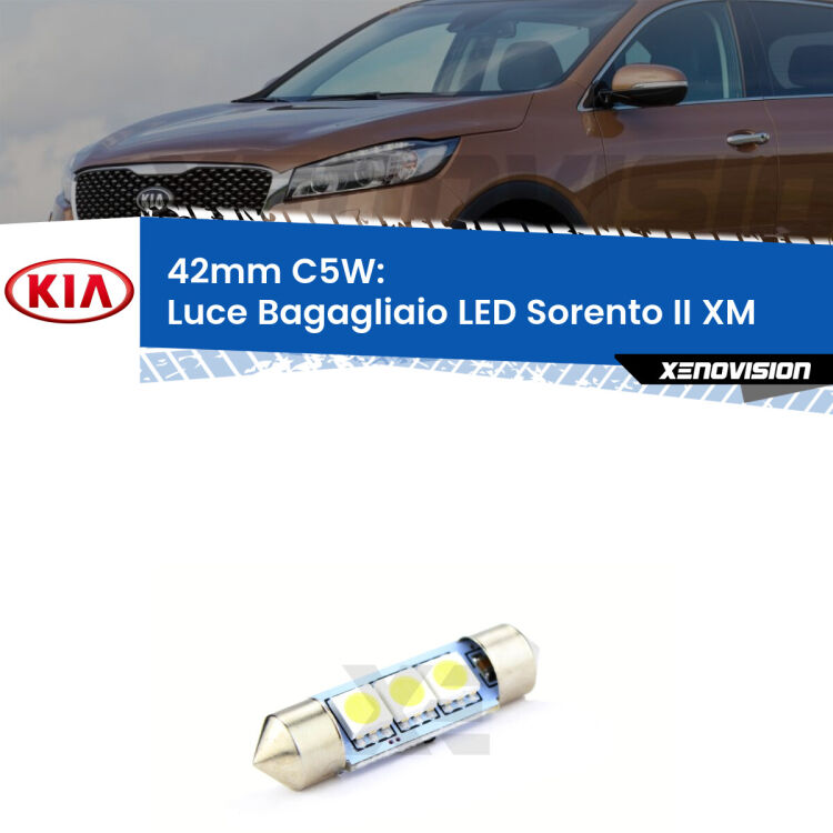 Lampadina eccezionalmente duratura, canbus e luminosa. C5W 42mm perfetto per Luce Bagagliaio LED KIA Sorento II (XM) 2009 - 2014<br />.
