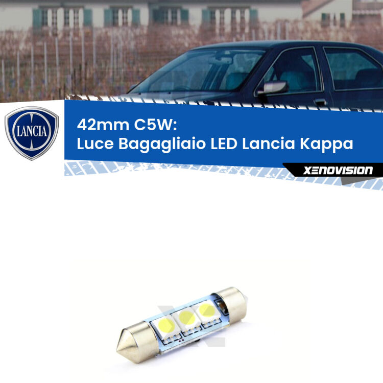 Lampadina eccezionalmente duratura, canbus e luminosa. C5W 42mm perfetto per Luce Bagagliaio LED Lancia Kappa  1994 - 2001<br />.