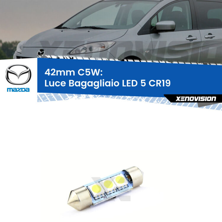 Lampadina eccezionalmente duratura, canbus e luminosa. C5W 42mm perfetto per Luce Bagagliaio LED Mazda 5 (CR19) 2005 - 2010<br />.
