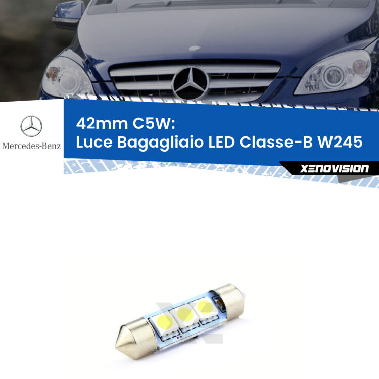 Lampadina eccezionalmente duratura, canbus e luminosa. C5W 42mm perfetto per Luce Bagagliaio LED Mercedes Classe-B (W245) 2005 - 2011<br />.