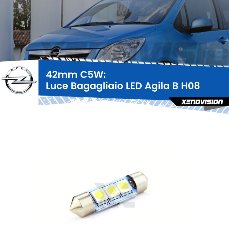 Lampadina eccezionalmente duratura, canbus e luminosa. C5W 42mm perfetto per Luce Bagagliaio LED Opel Agila B (H08) 2008 - 2014<br />.