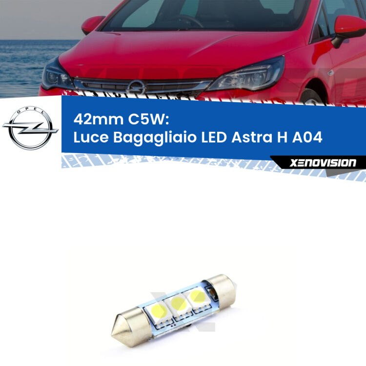 Lampadina eccezionalmente duratura, canbus e luminosa. C5W 42mm perfetto per Luce Bagagliaio LED Opel Astra H (A04) 2004 - 2014<br />.