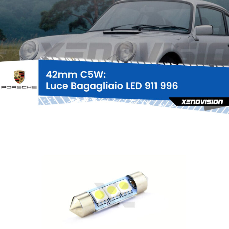 Lampadina eccezionalmente duratura, canbus e luminosa. C5W 42mm perfetto per Luce Bagagliaio LED Porsche 911 (996) 1997 - 2005<br />.