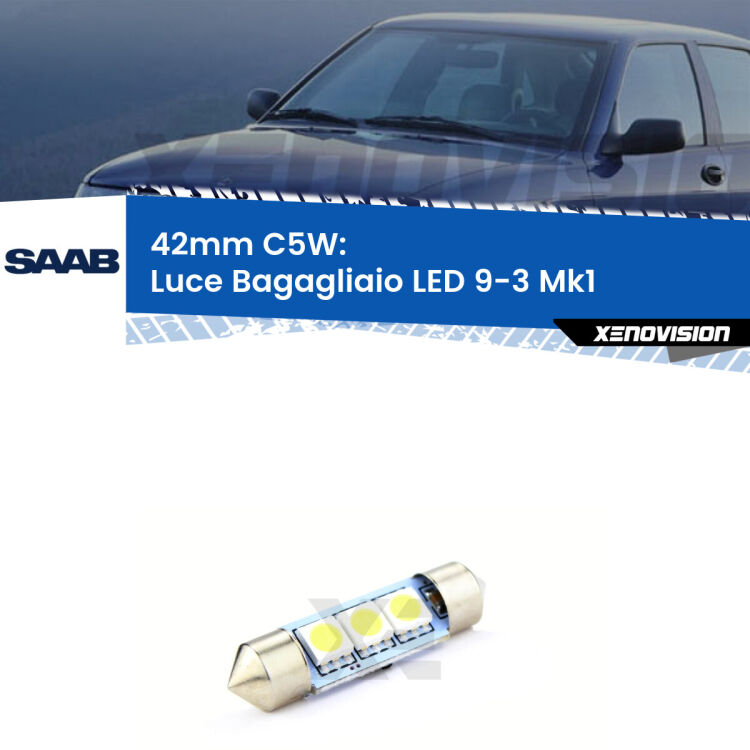 Lampadina eccezionalmente duratura, canbus e luminosa. C5W 42mm perfetto per Luce Bagagliaio LED Saab 9-3 (Mk1) 1998 - 2002<br />.