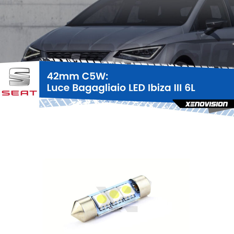 Lampadina eccezionalmente duratura, canbus e luminosa. C5W 42mm perfetto per Luce Bagagliaio LED Seat Ibiza III (6L) 2002 - 2009<br />.