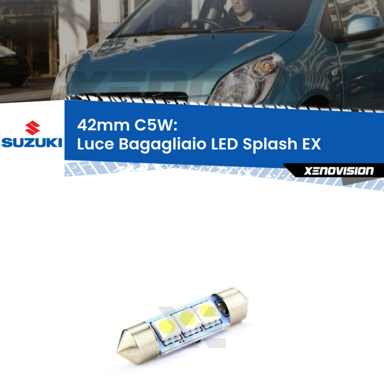 Lampadina eccezionalmente duratura, canbus e luminosa. C5W 42mm perfetto per Luce Bagagliaio LED Suzuki Splash (EX) 2008 in poi<br />.