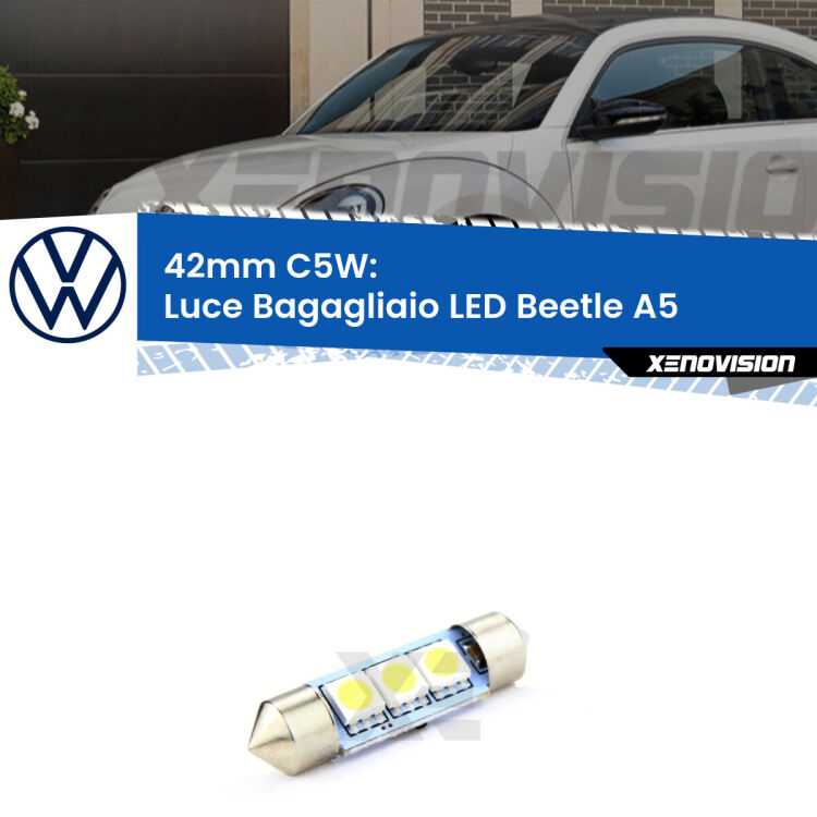 Lampadina eccezionalmente duratura, canbus e luminosa. C5W 42mm perfetto per Luce Bagagliaio LED VW Beetle (A5) 2011 - 2019<br />.
