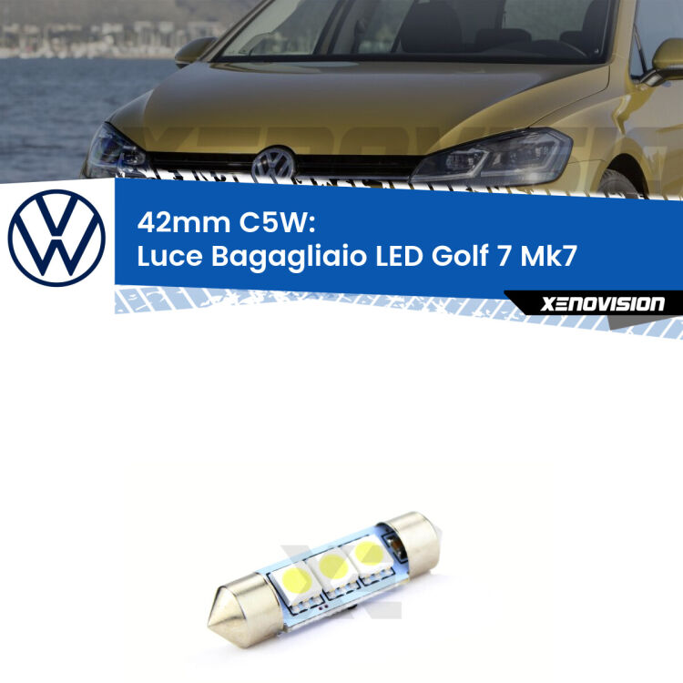 Lampadina eccezionalmente duratura, canbus e luminosa. C5W 42mm perfetto per Luce Bagagliaio LED VW Golf 7 (Mk7) 2012 - 2019<br />.
