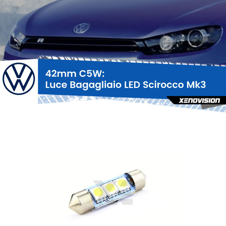 Lampadina eccezionalmente duratura, canbus e luminosa. C5W 42mm perfetto per Luce Bagagliaio LED VW Scirocco (Mk3) 2008 - 2017<br />.