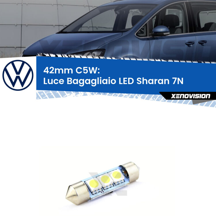 Lampadina eccezionalmente duratura, canbus e luminosa. C5W 42mm perfetto per Luce Bagagliaio LED VW Sharan (7N) sul portellone<br />.