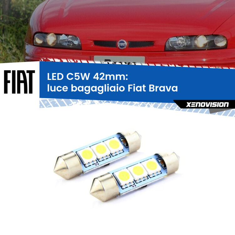 0 Luce Bagagliaio LED c5w 41mm Fiat Brava  1995 - 2001 (Coppia) <strong>Luce Bagagliaio LED per Fiat Brava</strong>  1995 - 2001. Coppia lampade <strong>C5W</strong> 41mm estremamente longeve.