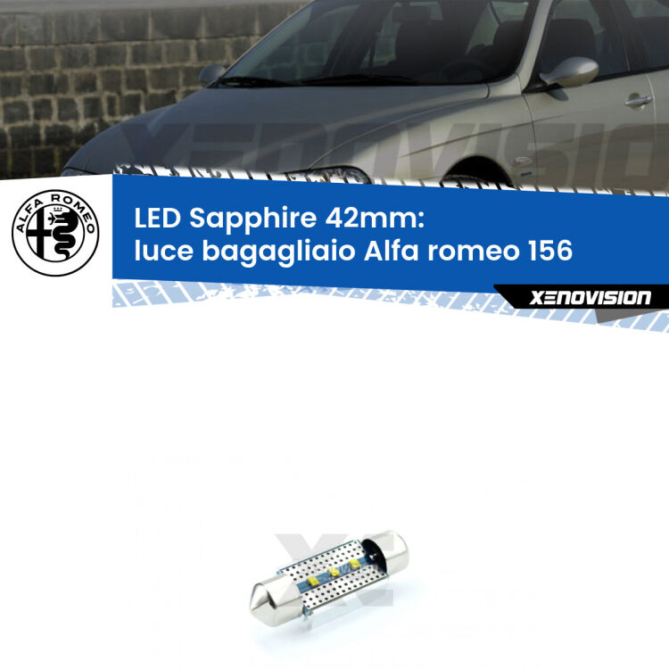 <strong>LED luce bagagliaio 42mm per Alfa romeo 156</strong>  1997 - 2005. Lampade <strong>c5W</strong> modello Sapphire Xenovision con chip led Philips.