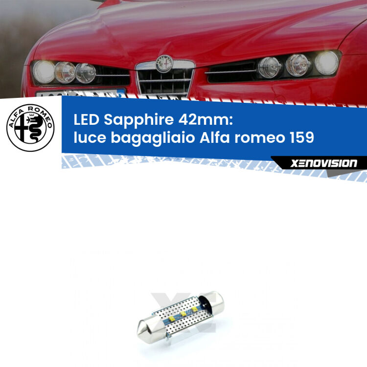 <strong>LED luce bagagliaio 42mm per Alfa romeo 159</strong>  2005 - 2012. Lampade <strong>c5W</strong> modello Sapphire Xenovision con chip led Philips.
