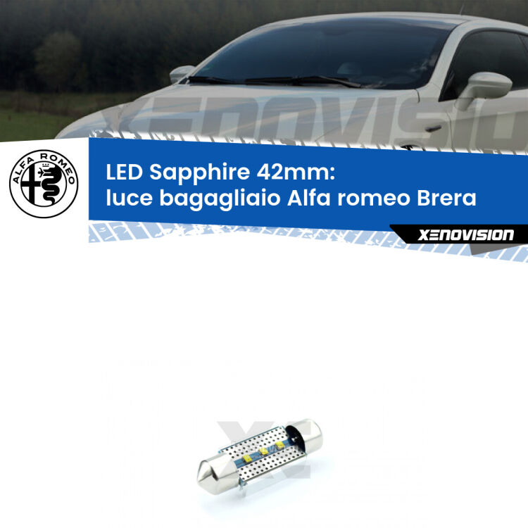 <strong>LED luce bagagliaio 42mm per Alfa romeo Brera</strong>  2006 - 2010. Lampade <strong>c5W</strong> modello Sapphire Xenovision con chip led Philips.