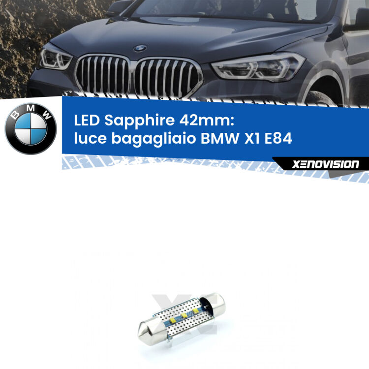 <strong>LED luce bagagliaio 42mm per BMW X1</strong> E84 2009 - 2015. Lampade <strong>c5W</strong> modello Sapphire Xenovision con chip led Philips.