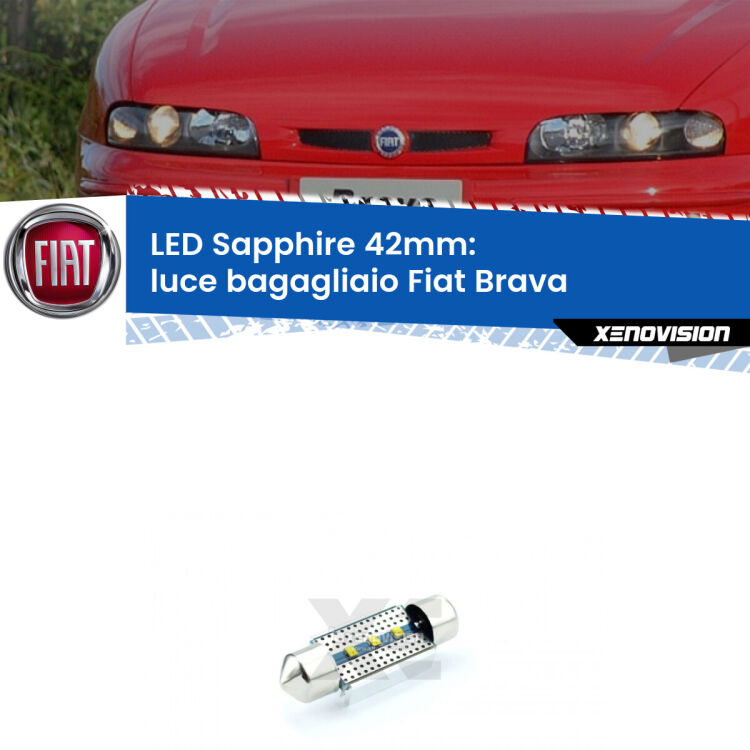 <strong>LED luce bagagliaio 42mm per Fiat Brava</strong>  1995 - 2001. Lampade <strong>c5W</strong> modello Sapphire Xenovision con chip led Philips.