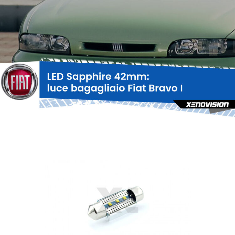 <strong>LED luce bagagliaio 42mm per Fiat Bravo I</strong>  1995 - 2001. Lampade <strong>c5W</strong> modello Sapphire Xenovision con chip led Philips.
