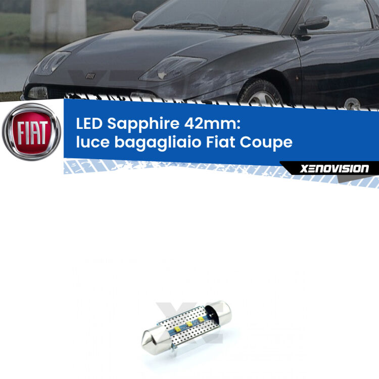 <strong>LED luce bagagliaio 42mm per Fiat Coupe</strong>  1993 - 2000. Lampade <strong>c5W</strong> modello Sapphire Xenovision con chip led Philips.
