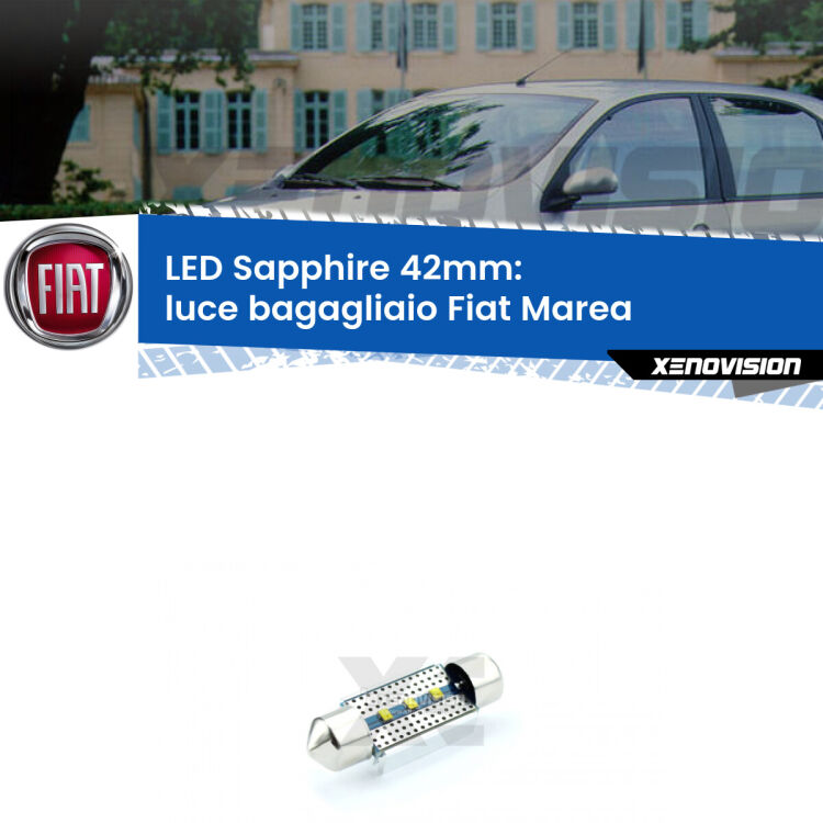 <strong>LED luce bagagliaio 42mm per Fiat Marea</strong>  1996 - 2002. Lampade <strong>c5W</strong> modello Sapphire Xenovision con chip led Philips.
