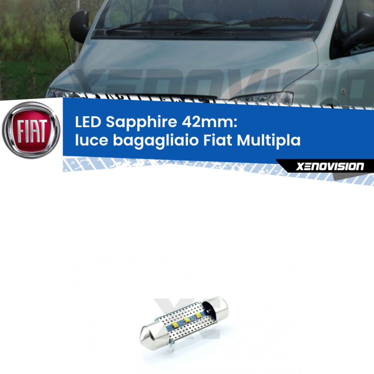 <strong>LED luce bagagliaio 42mm per Fiat Multipla</strong>  1999 - 2010. Lampade <strong>c5W</strong> modello Sapphire Xenovision con chip led Philips.
