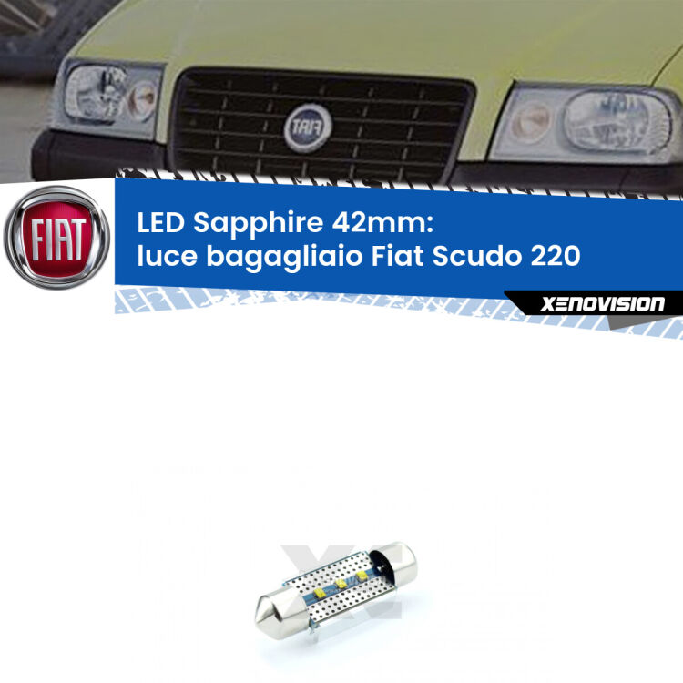 <strong>LED luce bagagliaio 42mm per Fiat Scudo</strong> 220 1996 - 2006. Lampade <strong>c5W</strong> modello Sapphire Xenovision con chip led Philips.
