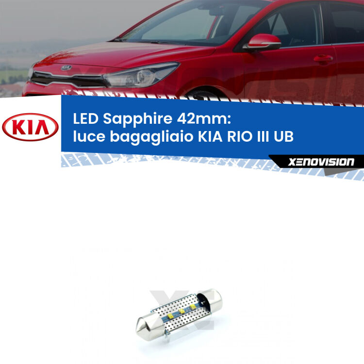 <strong>LED luce bagagliaio 42mm per KIA RIO III</strong> UB 2011 - 2016. Lampade <strong>c5W</strong> modello Sapphire Xenovision con chip led Philips.