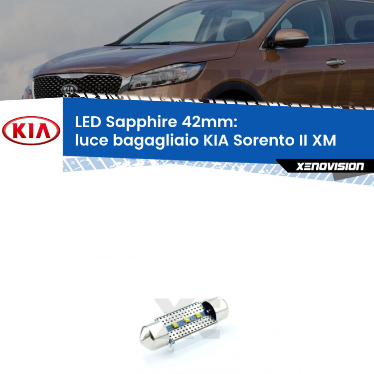 <strong>LED luce bagagliaio 42mm per KIA Sorento II</strong> XM 2009 - 2014. Lampade <strong>c5W</strong> modello Sapphire Xenovision con chip led Philips.