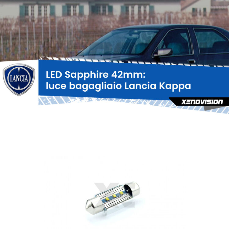 <strong>LED luce bagagliaio 42mm per Lancia Kappa</strong>  1994 - 2001. Lampade <strong>c5W</strong> modello Sapphire Xenovision con chip led Philips.