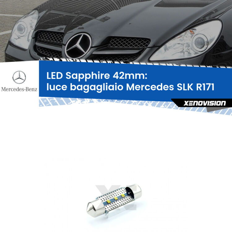 <strong>LED luce bagagliaio 42mm per Mercedes SLK</strong> R171 2004 - 2011. Lampade <strong>c5W</strong> modello Sapphire Xenovision con chip led Philips.