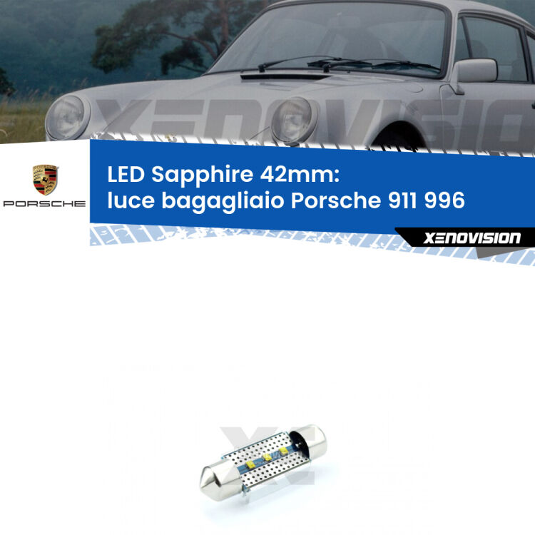 <strong>LED luce bagagliaio 42mm per Porsche 911</strong> 996 1997 - 2005. Lampade <strong>c5W</strong> modello Sapphire Xenovision con chip led Philips.