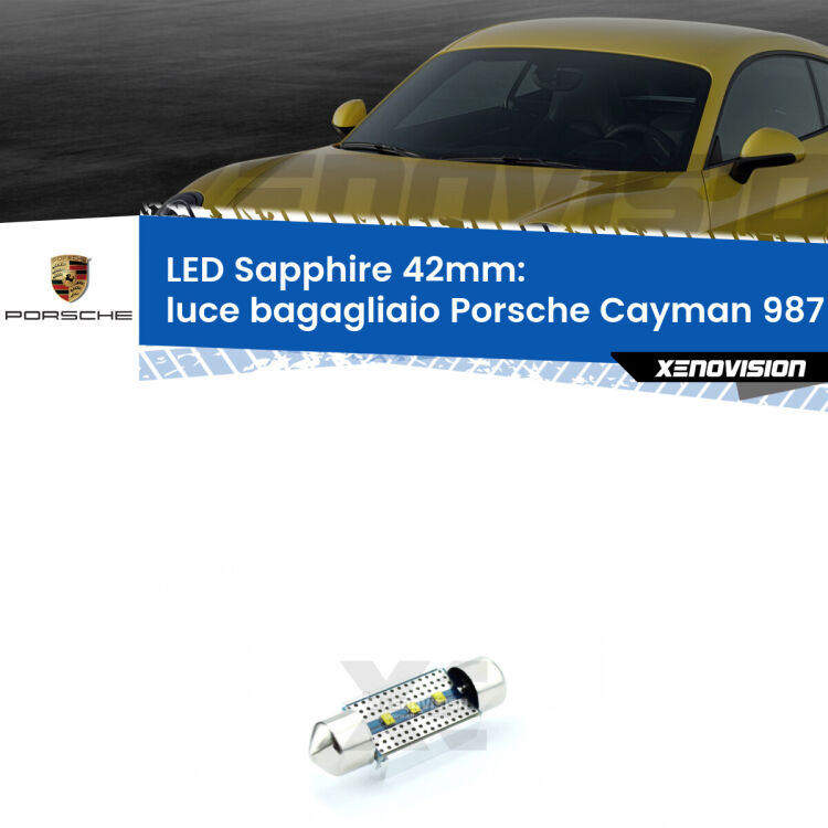 <strong>LED luce bagagliaio 42mm per Porsche Cayman</strong> 987 2005 - 2013. Lampade <strong>c5W</strong> modello Sapphire Xenovision con chip led Philips.