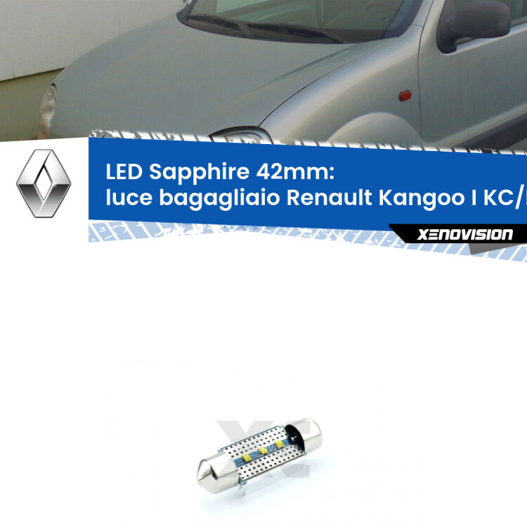 <strong>LED luce bagagliaio 42mm per Renault Kangoo I</strong> KC/KC 1997 - 2006. Lampade <strong>c5W</strong> modello Sapphire Xenovision con chip led Philips.